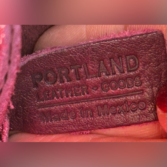 Portland Leather Goods Bucket Drawstring Backpack Plum Pebbled Leather - Picture 11 of 16